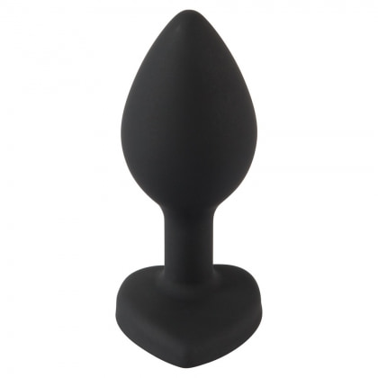 You2Toys Dop Anal Compact Din silicon cu Piatră Inimă 7.3cm Negru