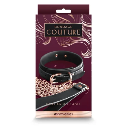 Zgardă și Lesă Bondage Couture NS Novelties — Reglabil Negru