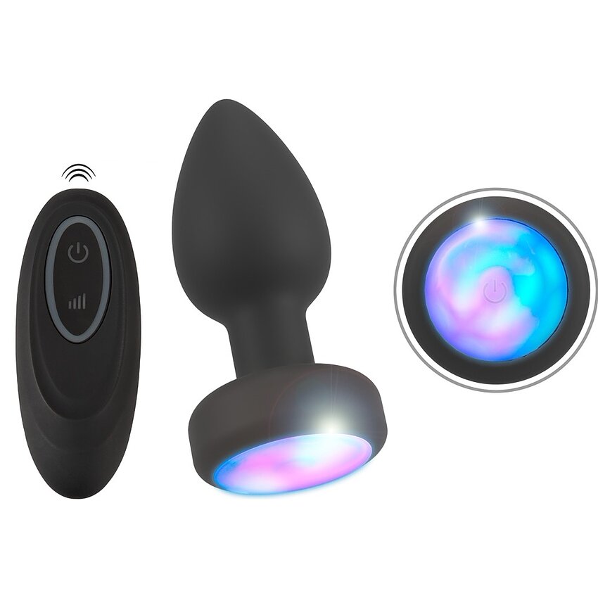 Anos Plug Anal RC cu LED Flash - 7 Moduri, Reîncărcabil Negru