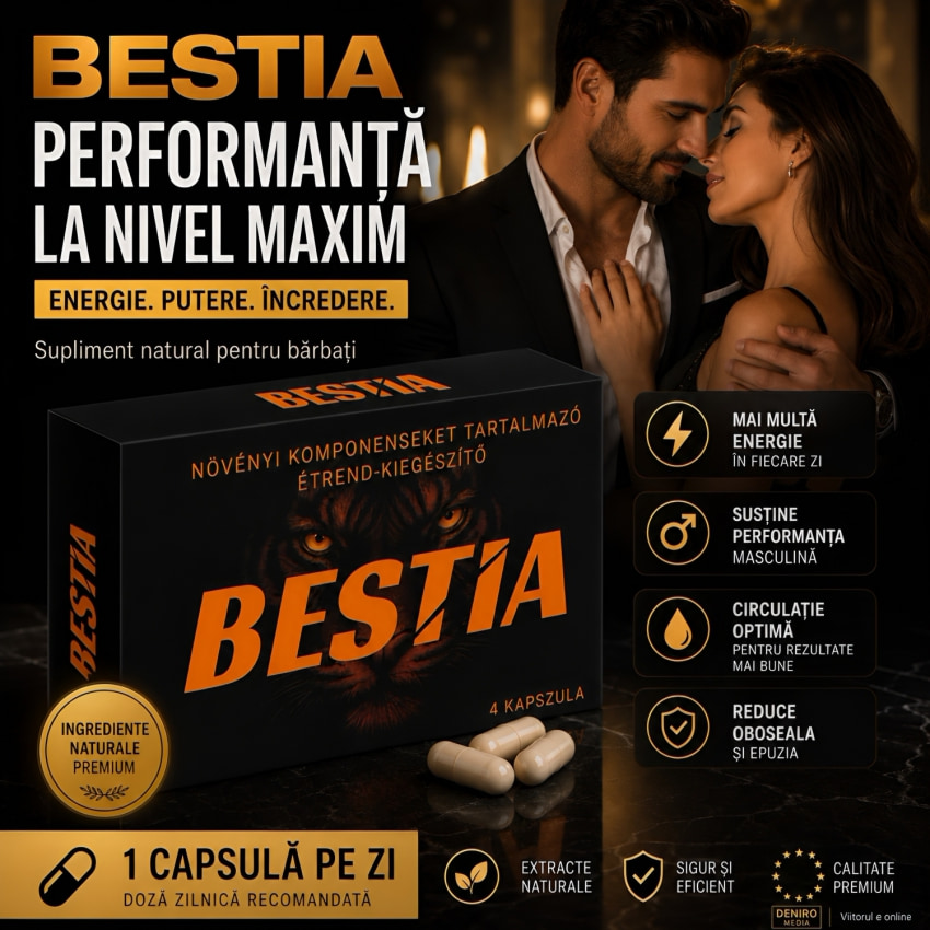 Bestia – 4 Capsule Reale Pentru Potență, Vitalitate