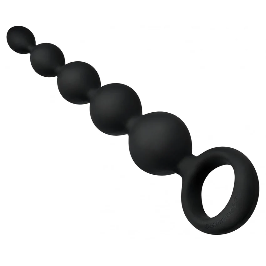 Bile Anale Din Silicon Cu Striații 14cm Negru