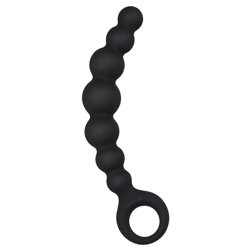 Bile Anale Din Silicon Cu Striații 18cm Negru