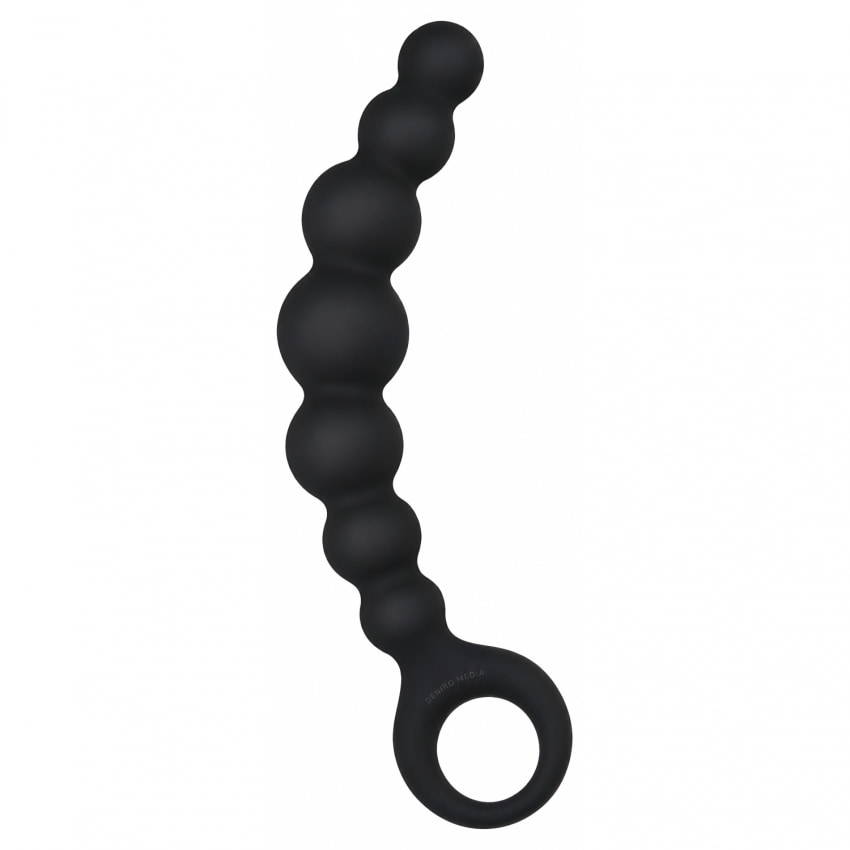 Bile Anale Din Silicon Cu Striații 18cm Negru