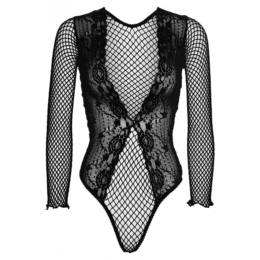 Body Leg Avenue High Cut Lace Net Negru XS-L