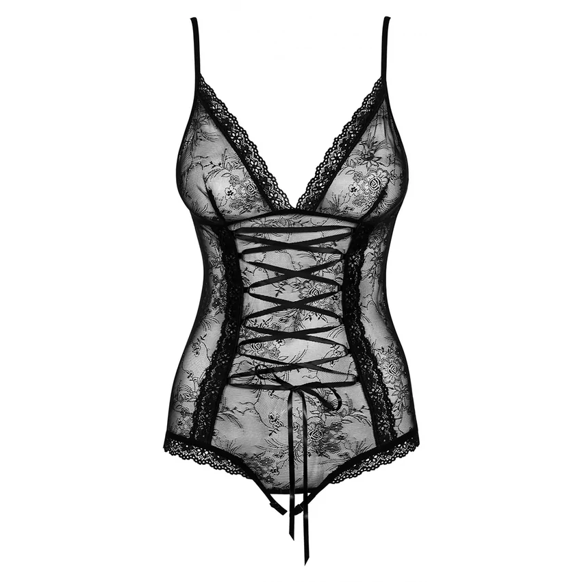 Bodysuit Cu Model Obsessive Slevika Negru 2XL