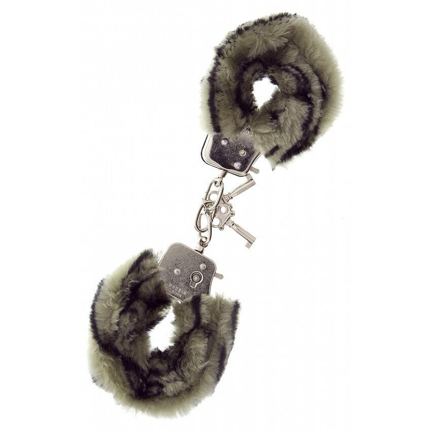 Cătușe Metal Handcuff With Plush Zebră Gri
