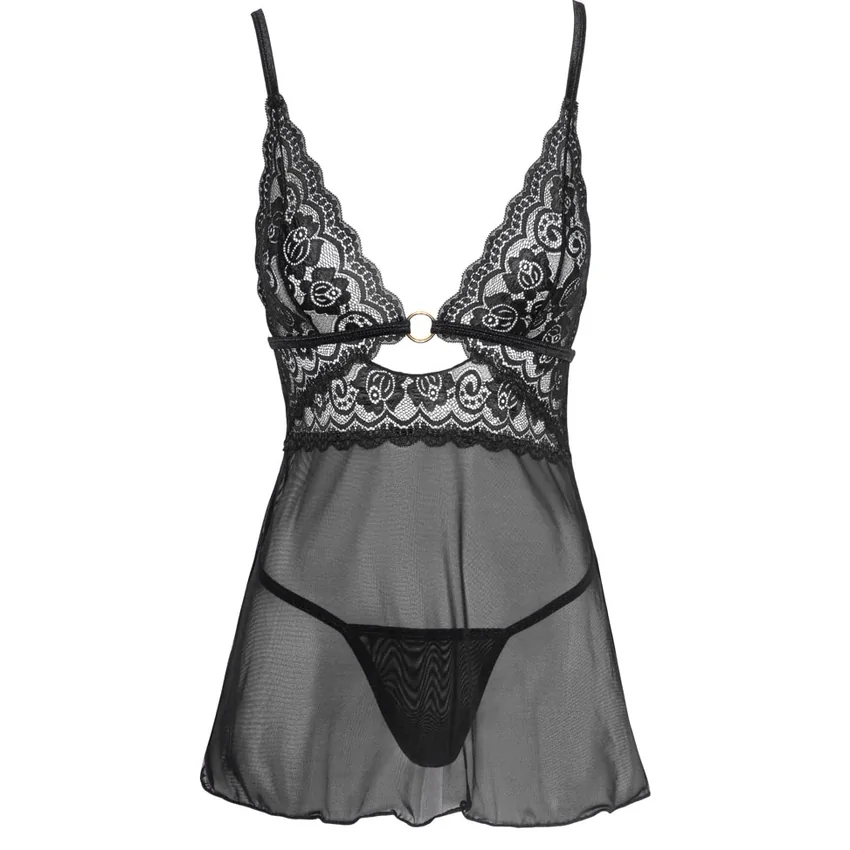 Chemise Cottelli Collection Transparent Fun Negru S