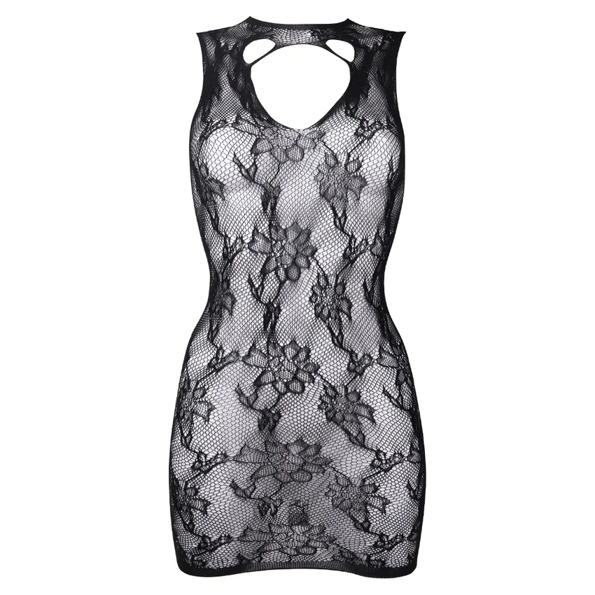Chemise Le Désir High Neck Lace Mini Dress Negru S-L