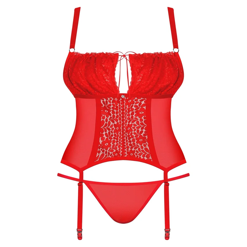 Corset Obsessive Blossmina Roșu 4XL-5XL
