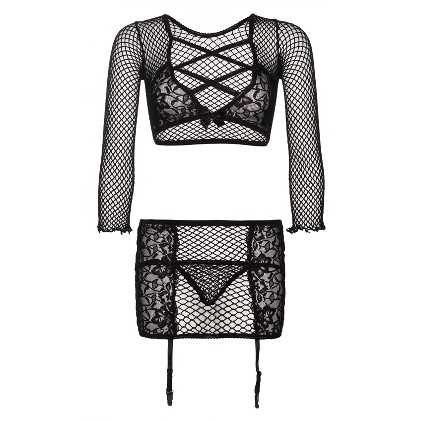 Crop Top And Skirt Leg Avenue Negru XS-L