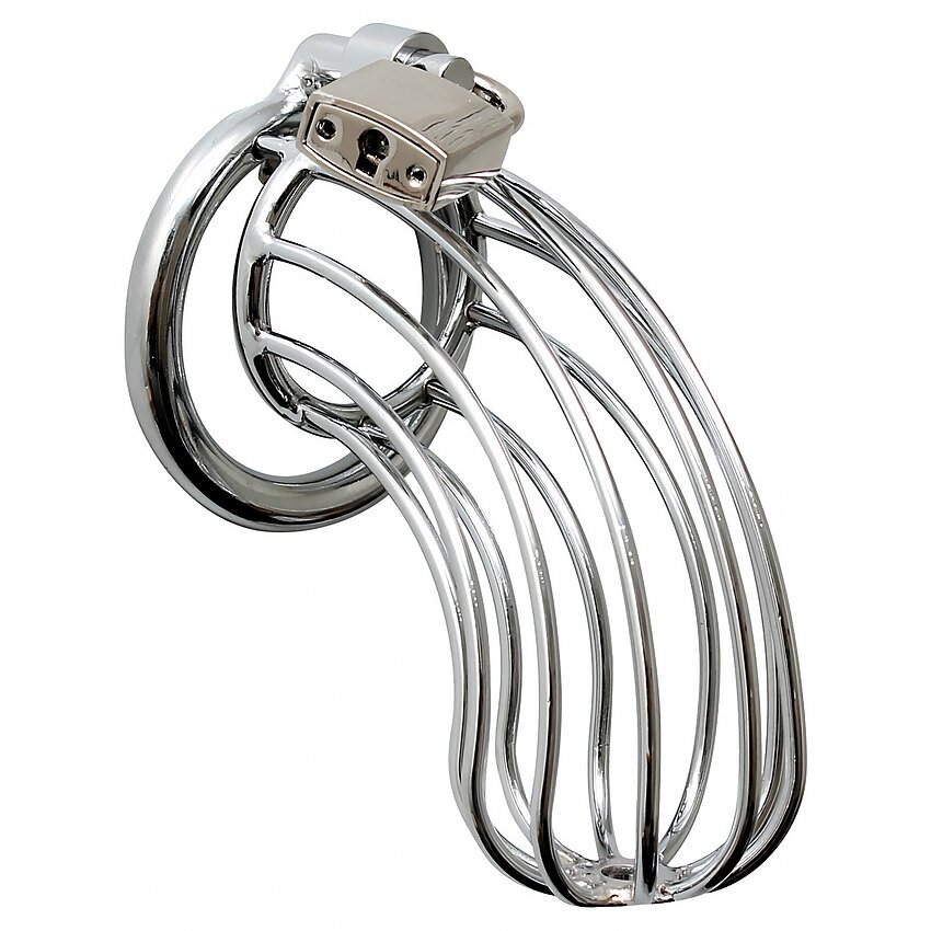 Cușca Chastity With Padlock Argintiu