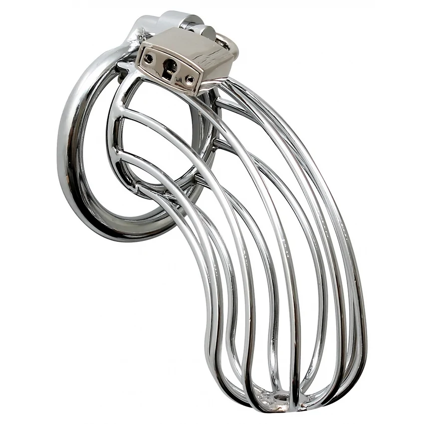 Cușca Chastity With Padlock Argintiu