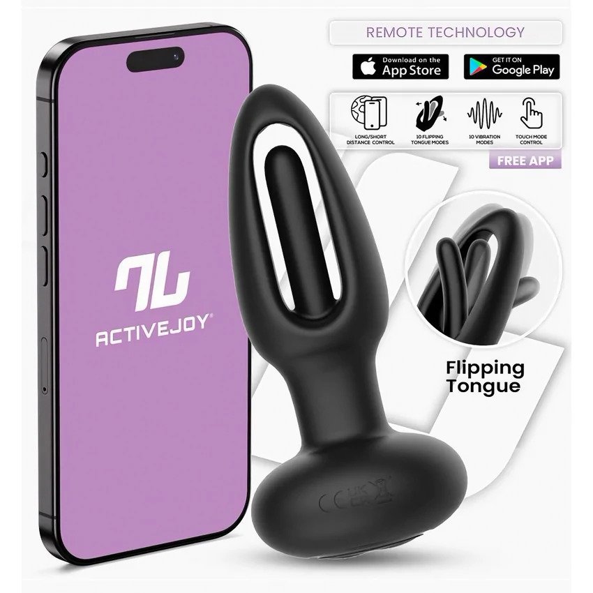 Dop Anal Cu Limbă Oscilantă Aplicație Smartphone Negru