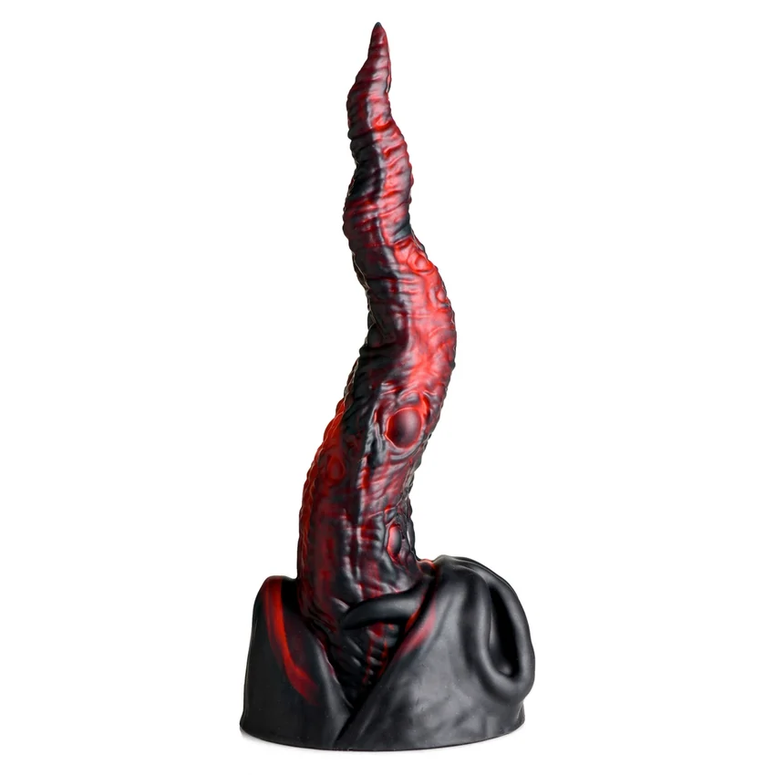 Dragon Tongue — Dildo silicon 24,4 cm, Ventuză Puternică Roșu