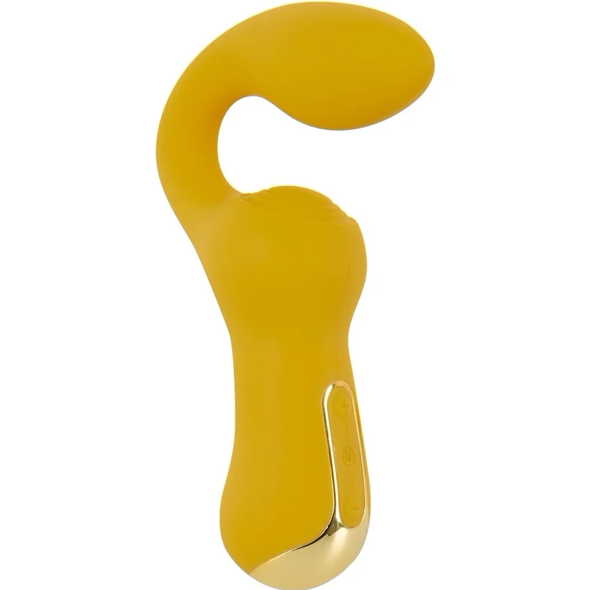 Dublu Vibrator curbat – 2 Motoare, 10 Moduri, Reîncărcabil Galben