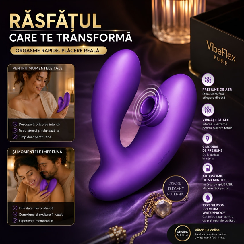 DuoVibe I Vibrator Air Punctul G Mov 9+9 Moduri, Reîncărcabil