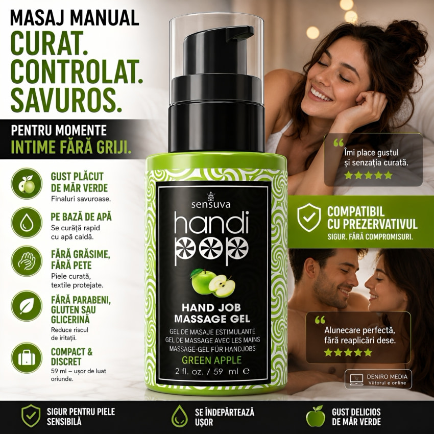 Gel Comestibil Frecție Sensuva HandiPop Măr Verde 59ml