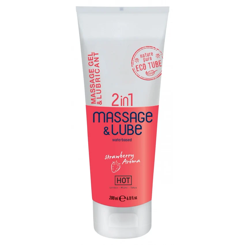 Gel HOT 2în1 Masaj Și Lubrifiant Căpșuni