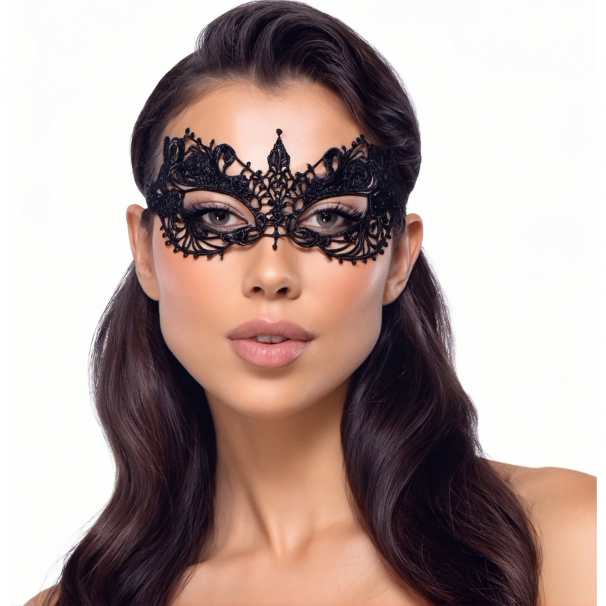 Masca Brodată Elegantă Cottelli Collection Unisize Negru