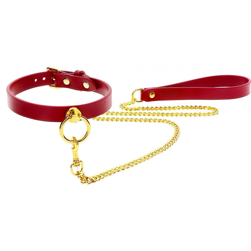 O-Ring Collar And Chain Leash Roșu