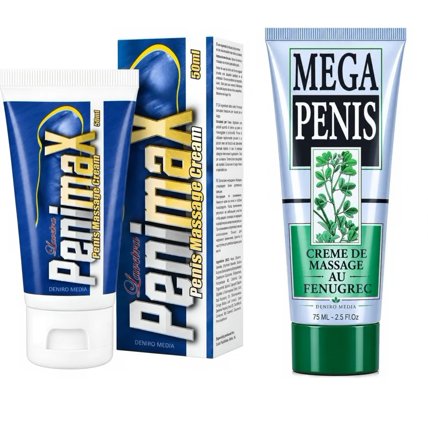 Pachet Cremă Mărire Mega Penis 75ml + Cremă Penis Enlargement Penimax 50ml