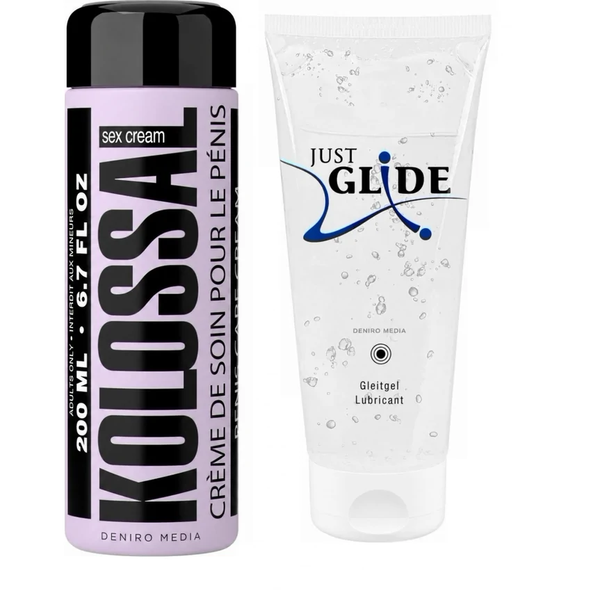 Pachet Cremă Mărire Penis Kolossal 200ml + Lubrifiant Just Glide Anal 200ml