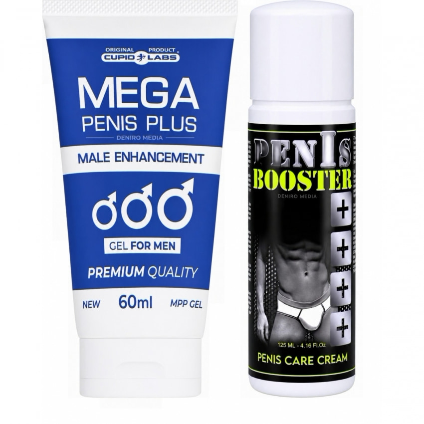 Pachet Gel Mărire Penis Mega Penis Plus 65ml Și Cremă Pentru Potență Penis Booster 125ml