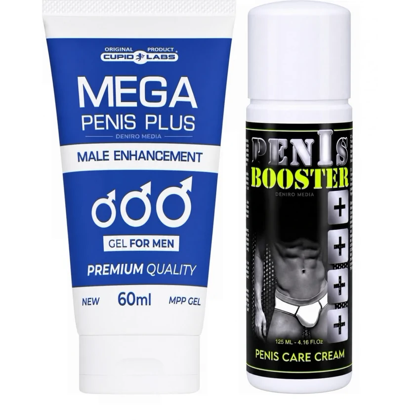 Pachet Gel Mărire Penis Mega Penis Plus 65ml Și Cremă Pentru Potență Penis Booster 125ml