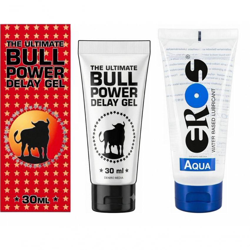 Pachet Lubrifiant Eros Aqua 200ml + Gel Ejaculare Prematură Bull Power Delay 30ml