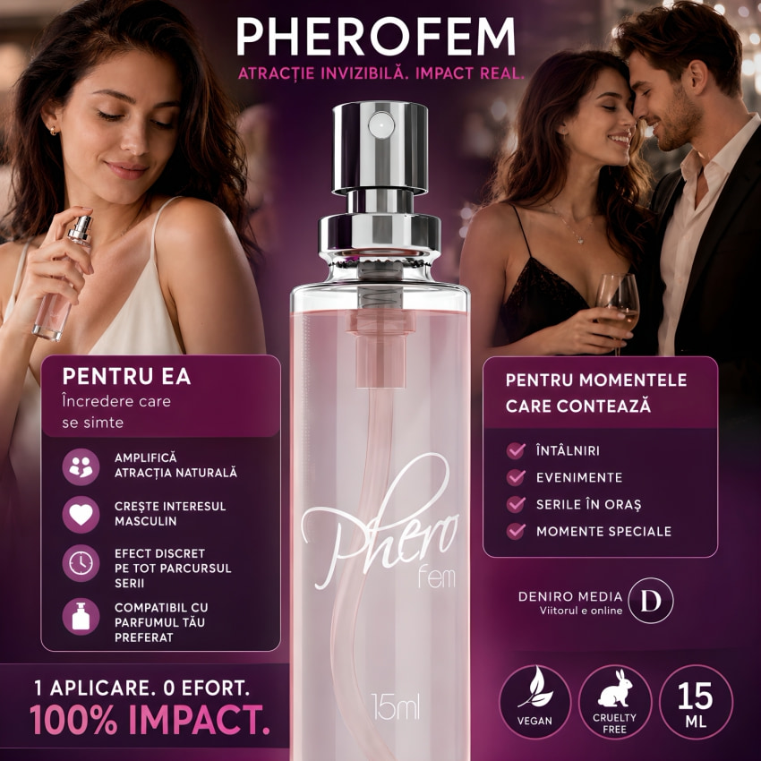 Pachet Parfum Hormoni de atracție PheroFem 15ml + Cătușe Obsessive Roseberry Mov Roz