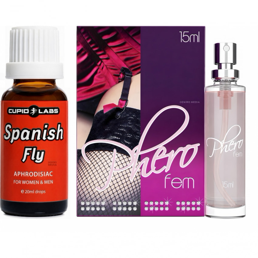 Pachet Parfum Feromoni PheroFem + Picături Afrodisiace Spanish Fly
