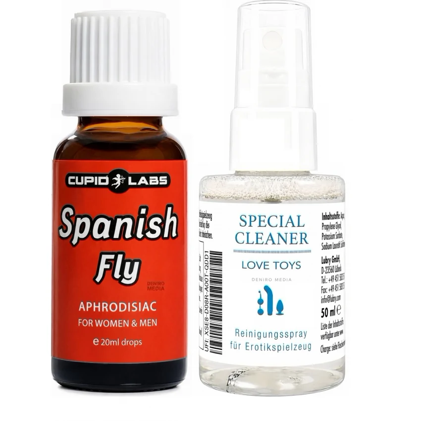 Pachet Picături Afrodisiace Spanish Fly 20ml + Special Cleaner Love Toys 50ml