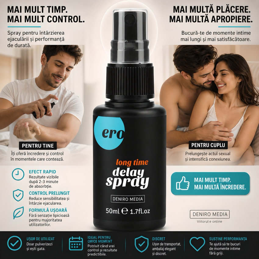 Pachet Spray HOT Delay 50 ml + Picături Ejaculare înainte de vreme Long Love 20ml