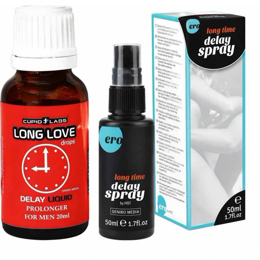 Pachet Spray HOT Delay 50 ml + Picături Ejaculare Precoce Long Love 20ml