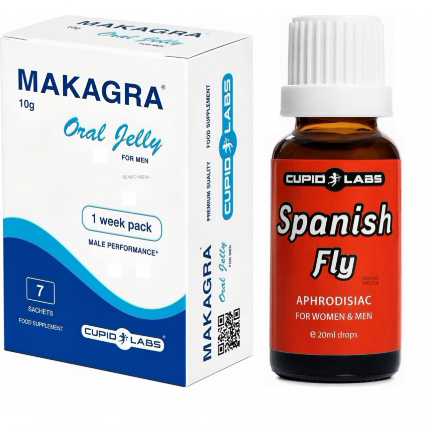 Pachet Stimulent Makagra Oral Jelly 10g + Picături Afrodisiace Spanish Fly 20ml