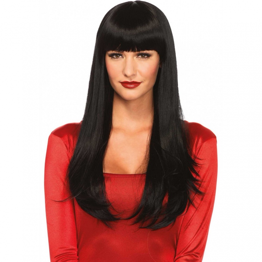Perucă Bangin Long Straight Neagră Negru