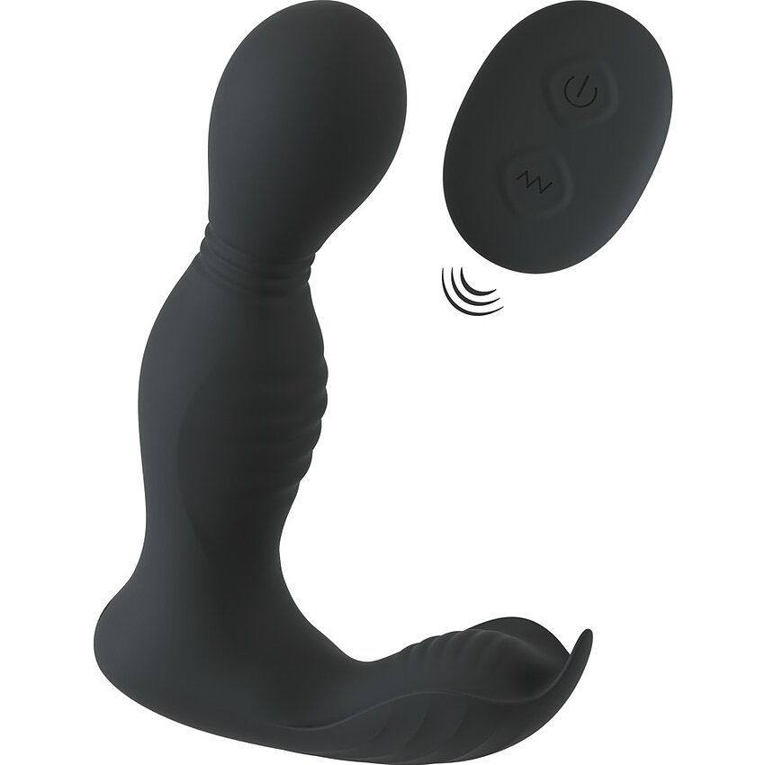 Plug Anal RC 2 Funcții, Rotativ și Vibrant Negru