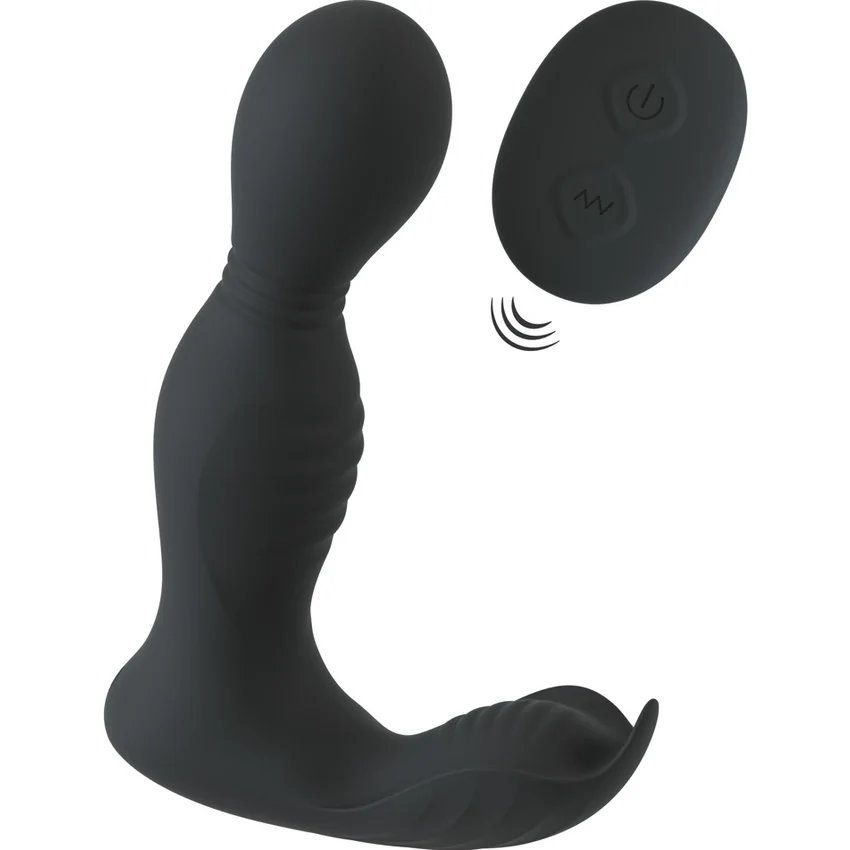 Plug Anal RC 2 Funcții, Rotativ și Vibrant Negru