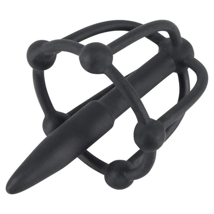 Plug De Penis Cu Cușcă Pentru Cap Negru