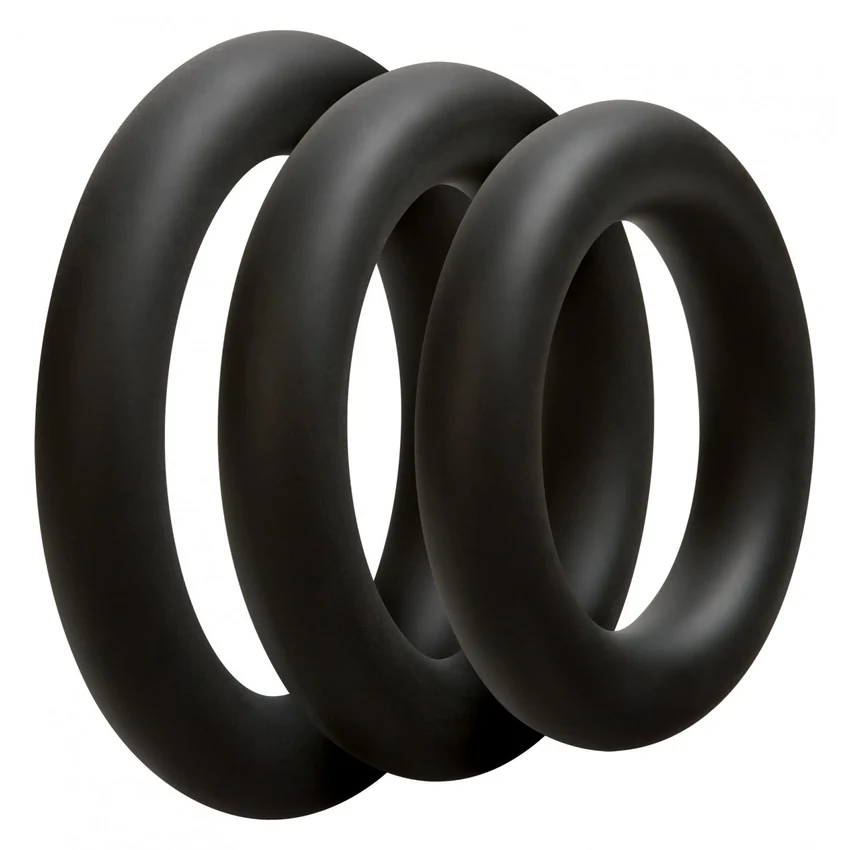 Set 3 inele OptiMALE Thick Negru