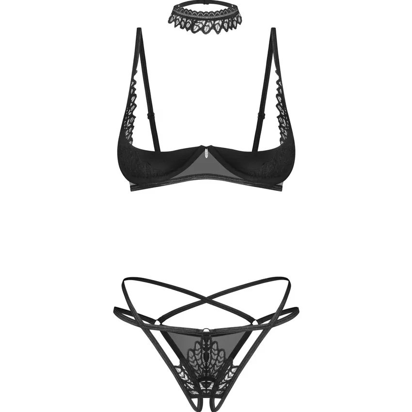 Set 3 Piese Obsessive Donarella Negru XS-S