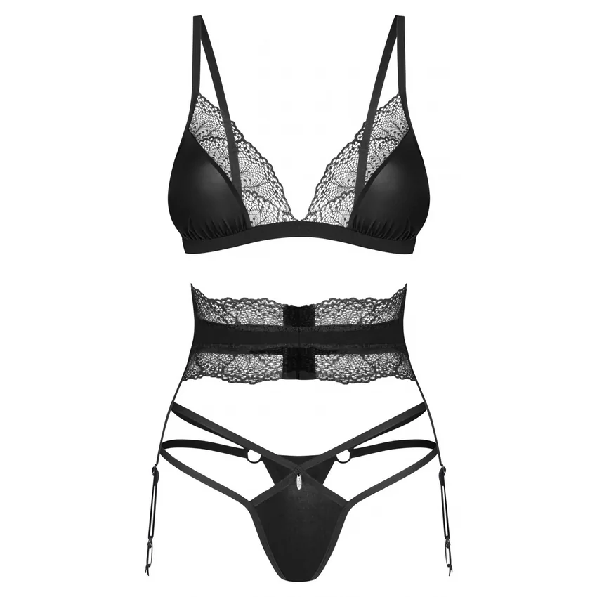 Set 3 Piese Obsessive Lobellis Negru XS-S