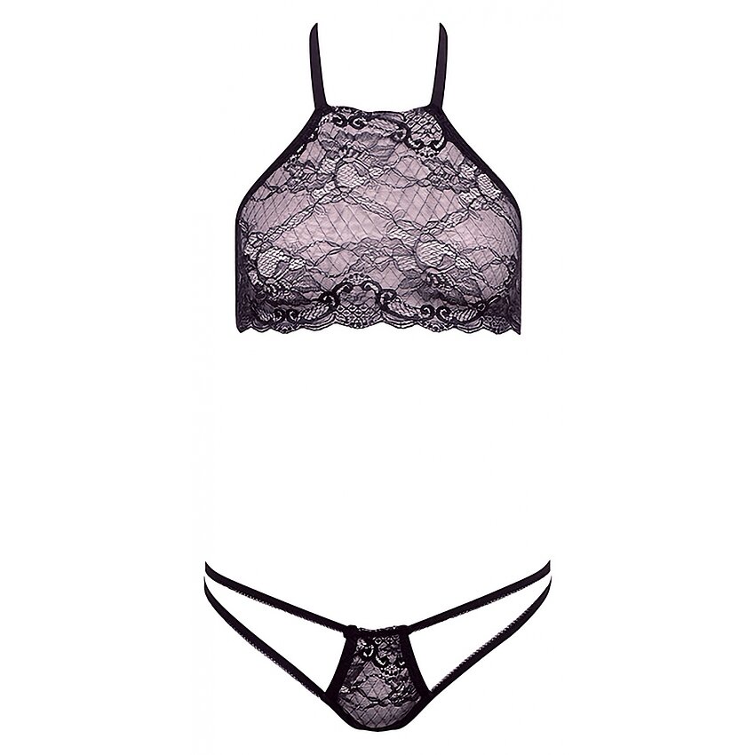 Set Barely Bare Dual Strap Panty Bralette Negru S-L
