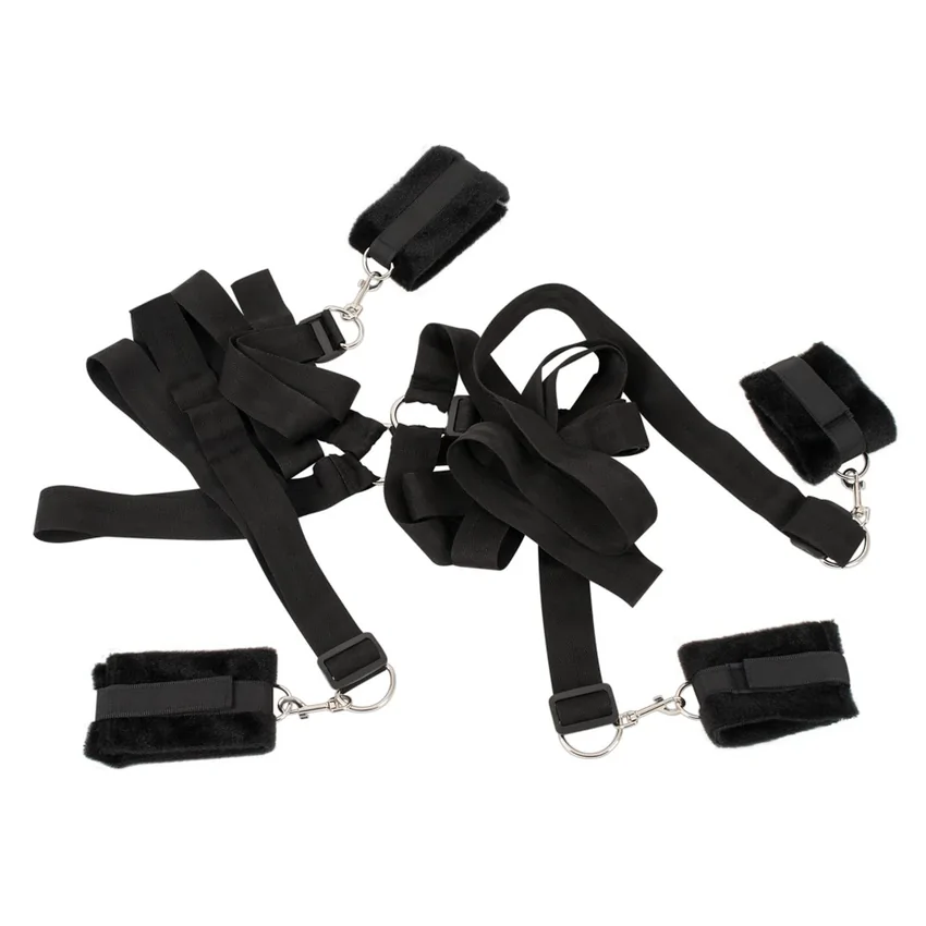 Set Cătușe Mâini Și Glezne Bed Shackles Negru