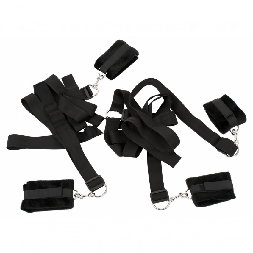 Set Cătușe Mâini Și Glezne Bed Shackles Negru