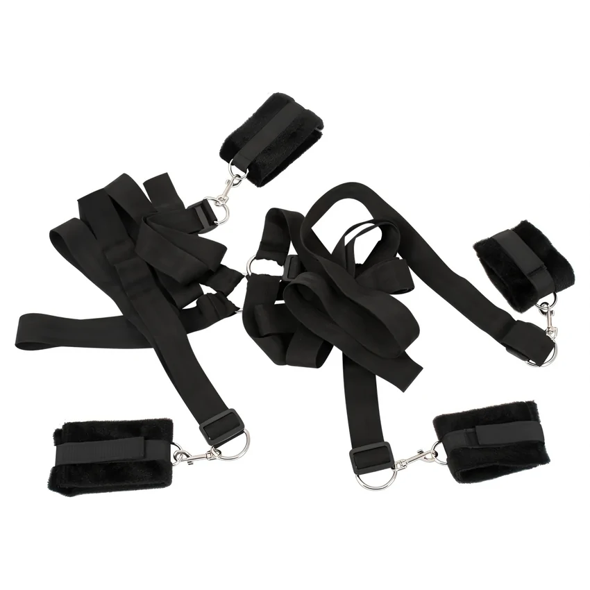 Set Cătușe Mâini Și Glezne Bed Shackles Negru