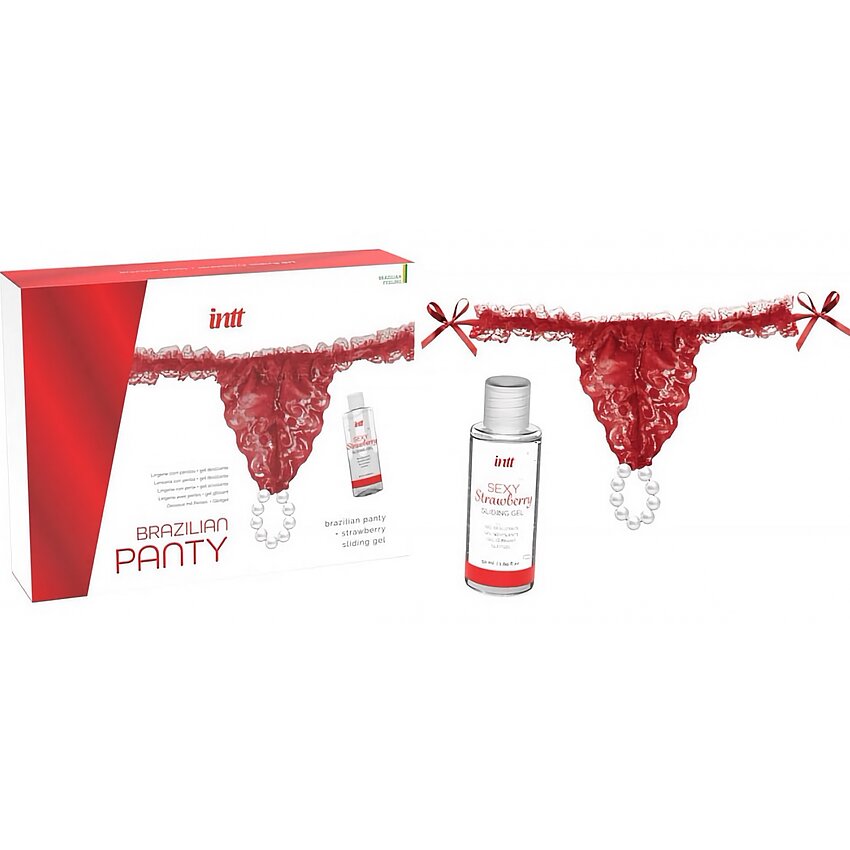 Set Chilot Brazilian Cu Perle Și Lubrifiant Roșu