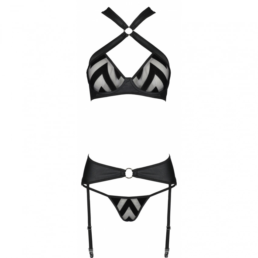 Set Din Piele Passion Hima Negru S-M