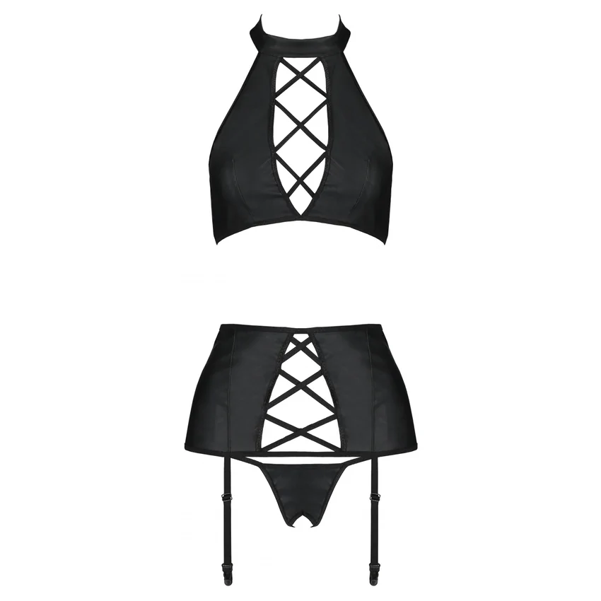 Set Din Piele Passion Nancy Negru L-XL