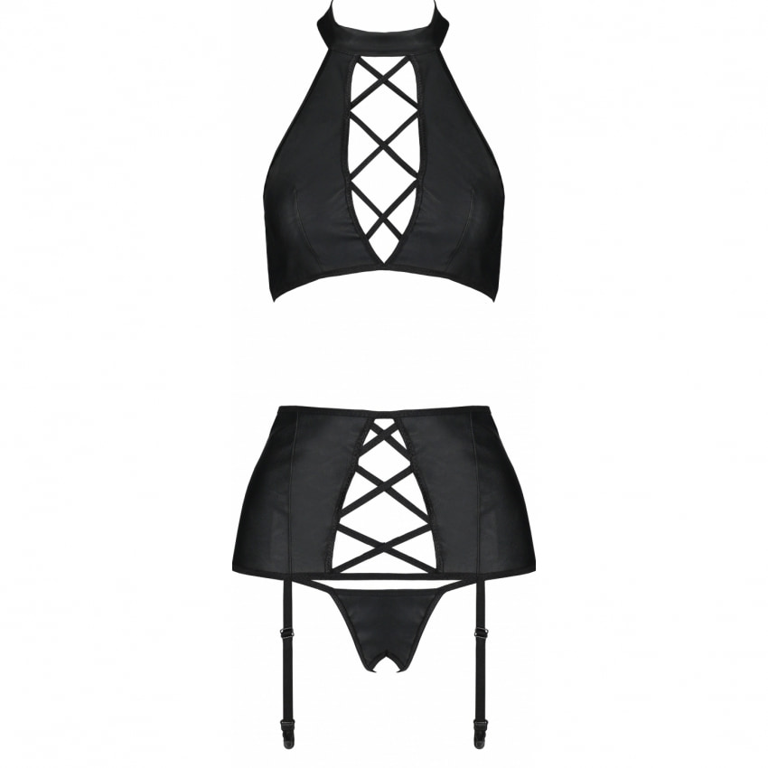 Set Din Piele Passion Nancy Negru L-XL